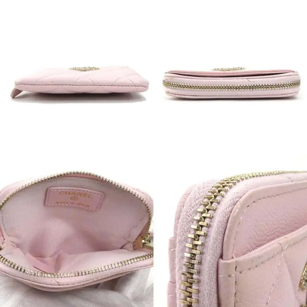 CHANEL Pink Caviar Leather Wallet